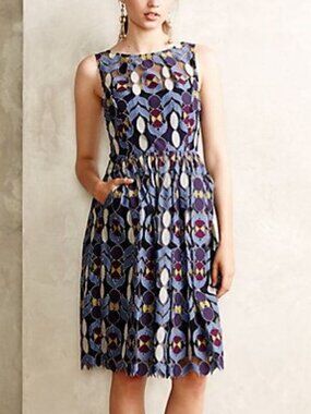 Anthropologie Maeve Chelan Lace Mesh Fit & Flare Dress